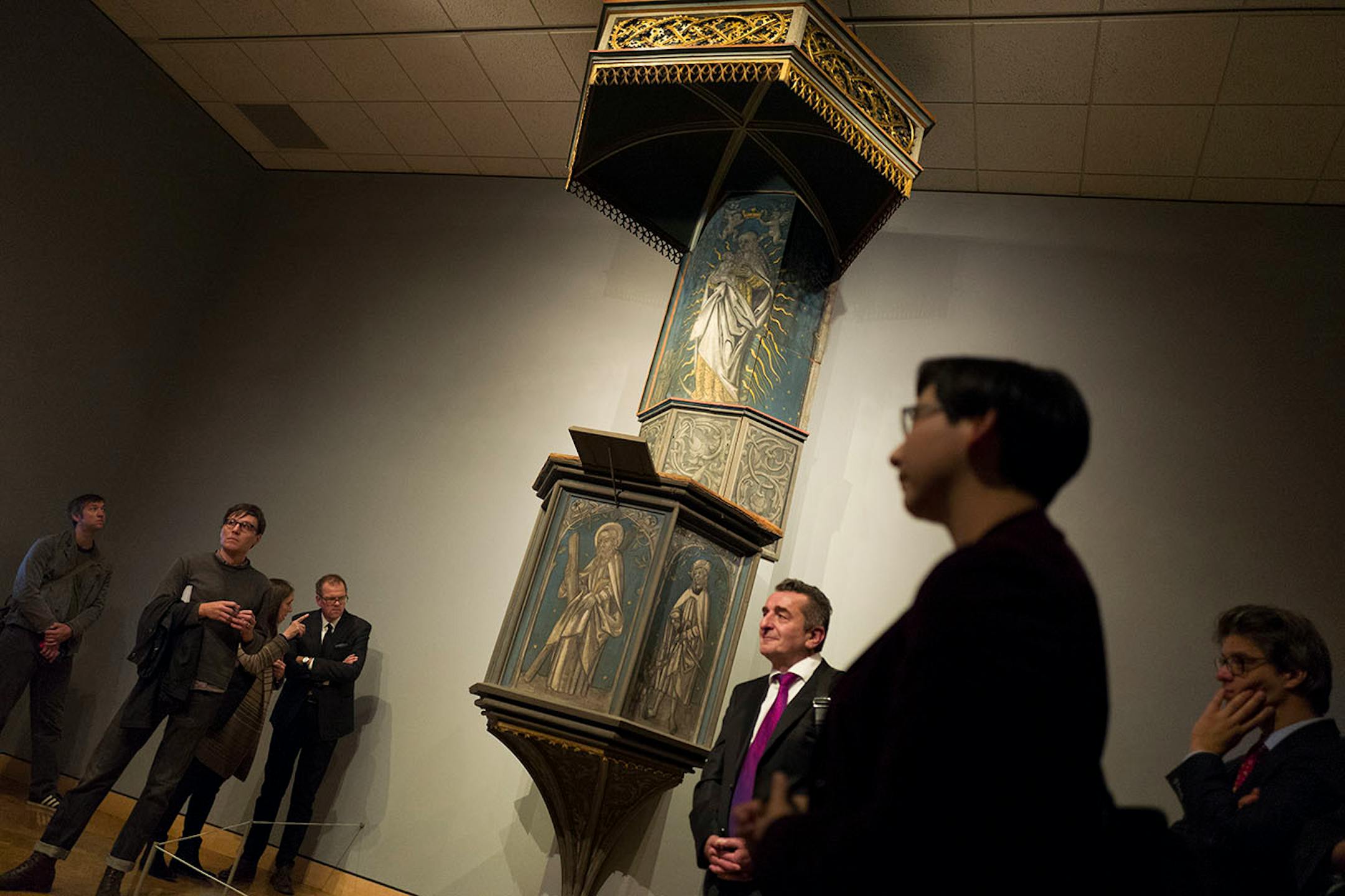 The pulpit from St Andrews Church in Eisleban where Luther preached his last sermon, seen at the Minneapolis Institute of Art Thursday October 27, 2016 in Minneapolis, MN. ] First exhibition marking 500th anniversary of Martin Luther's "Ninety-Five Theses" opens at the Minneapolis Institute of Art October 30. Jerry Holt / jerry. Holt@Startribune.com