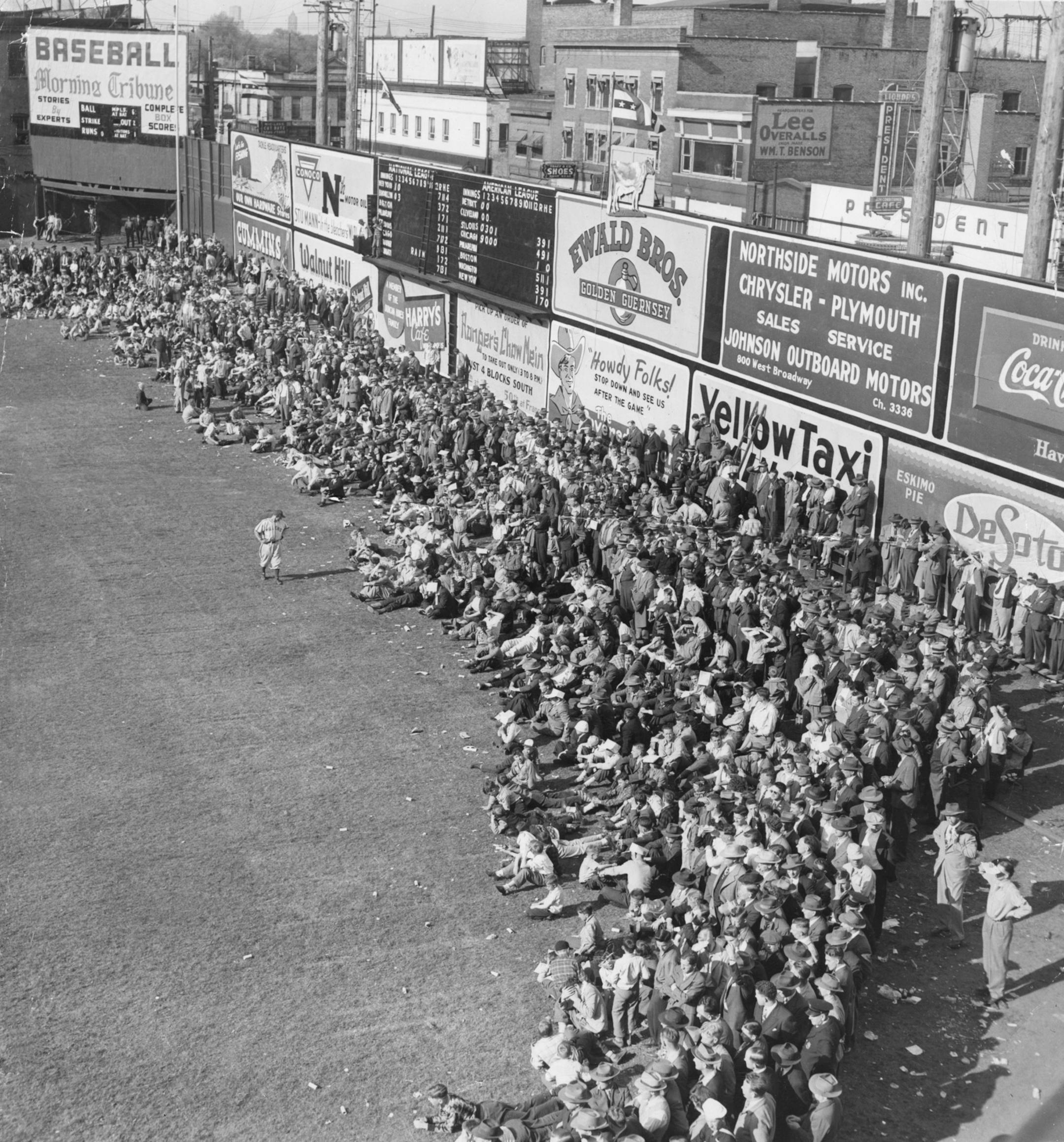 Star Tribune file photo of spectators in the outfield at Nicollet Park, home field of the Minneapolis Millers. Photo undated.