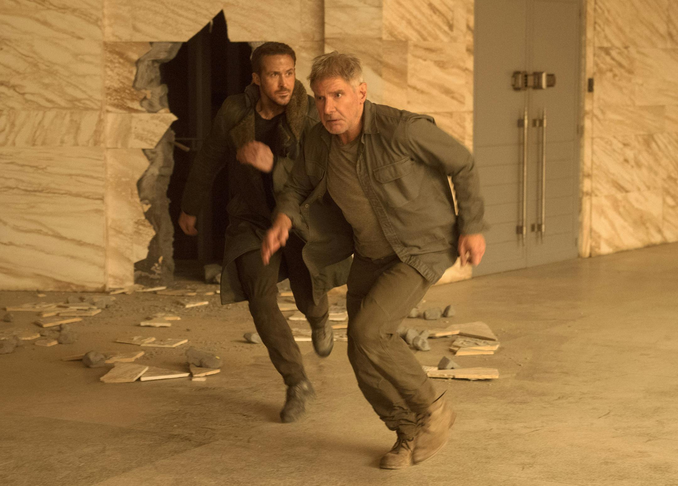 Ryan Gosling and Harrison Ford in "Blade Runner 2049."