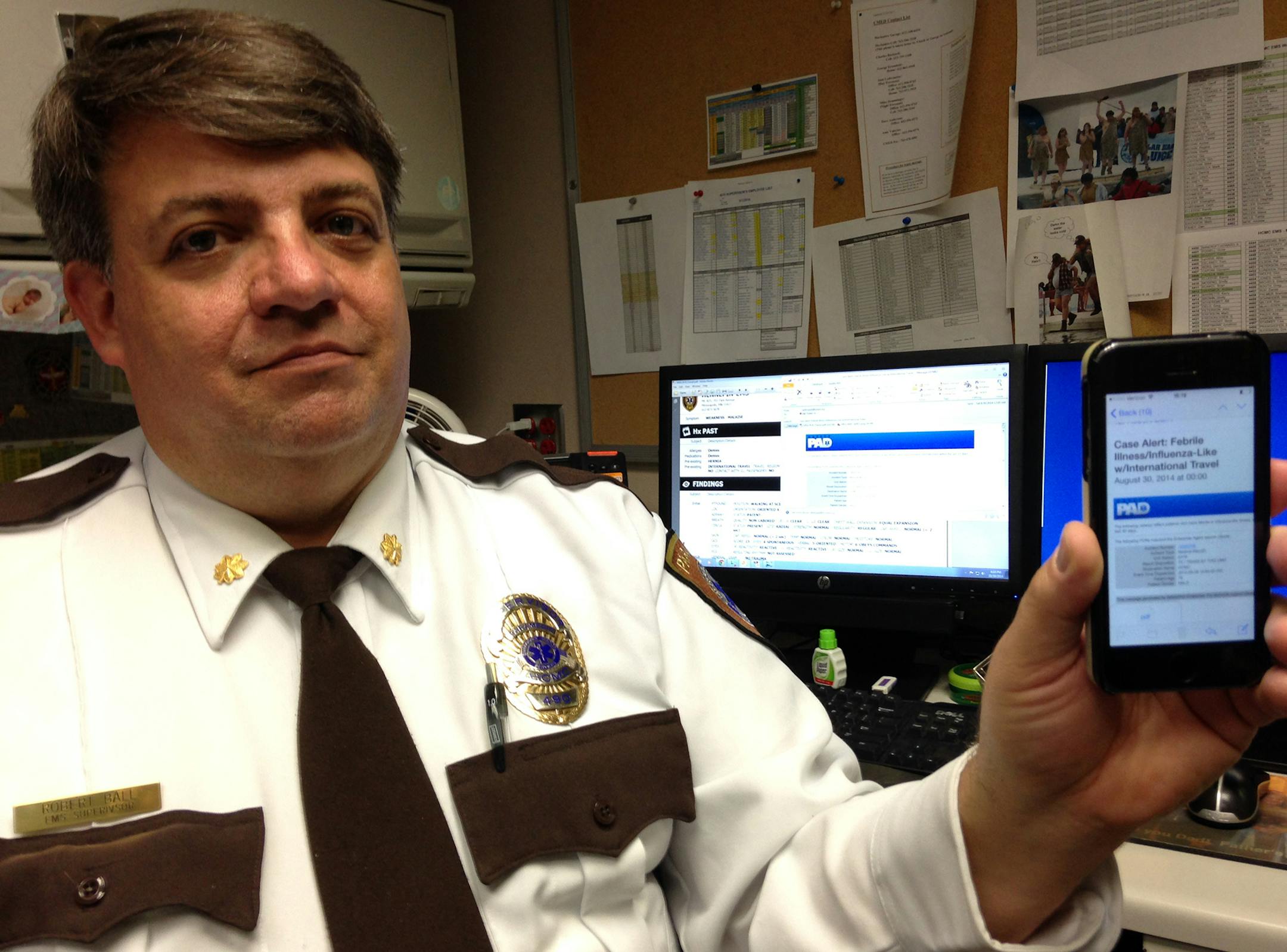 Robert Ball, a Supervisor with Hennepin County EMS. Minneapolis-based SafetyPAD launches initiative to detect Ebola, other potential pandemics. Photo by Joe Carlson, Star Tribune