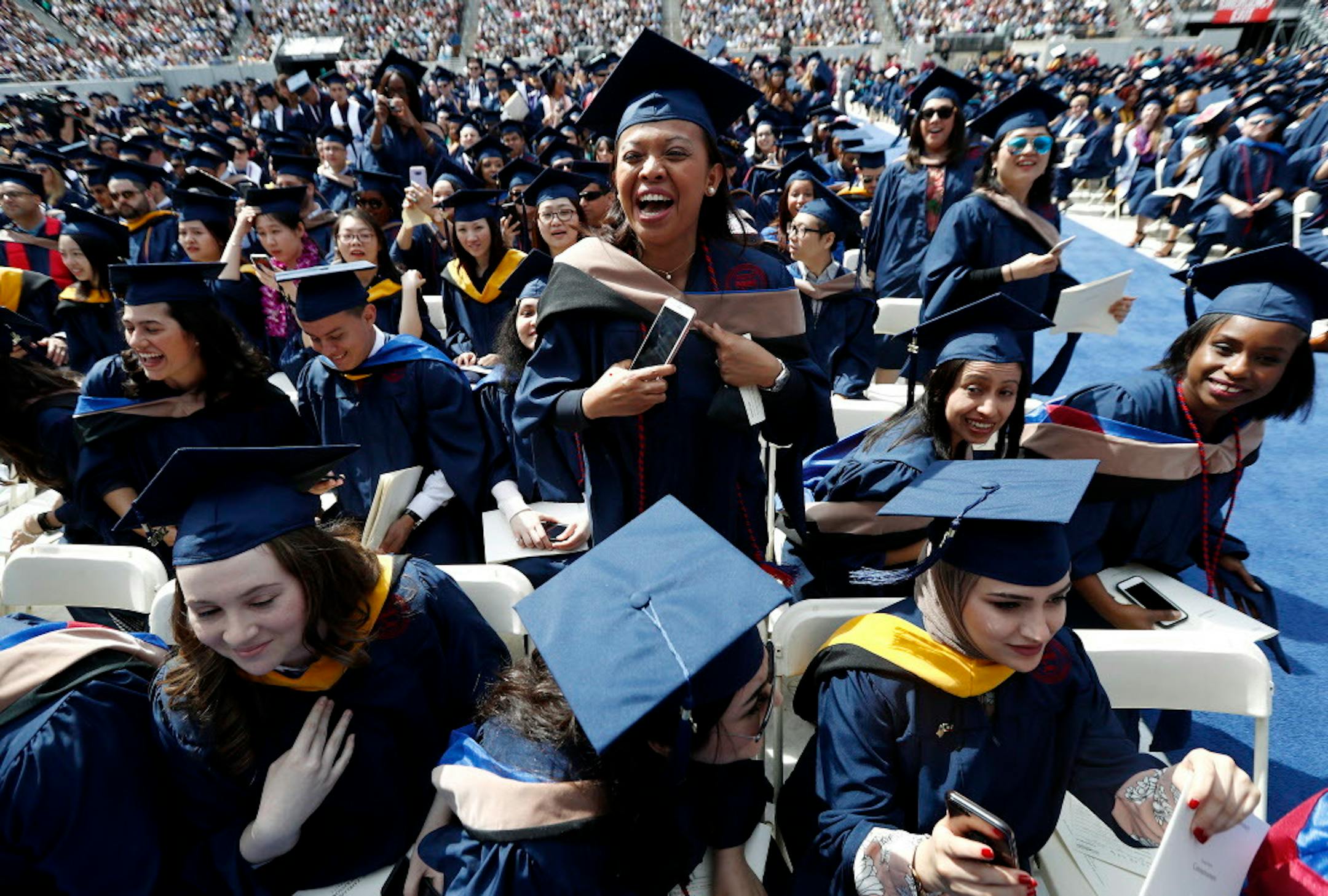 Graduates at commencement.