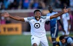 Minnesota United defender Jermaine Taylor (4) argued to an official after he thought a penalty should have been called against the Vancouver Whitecaps