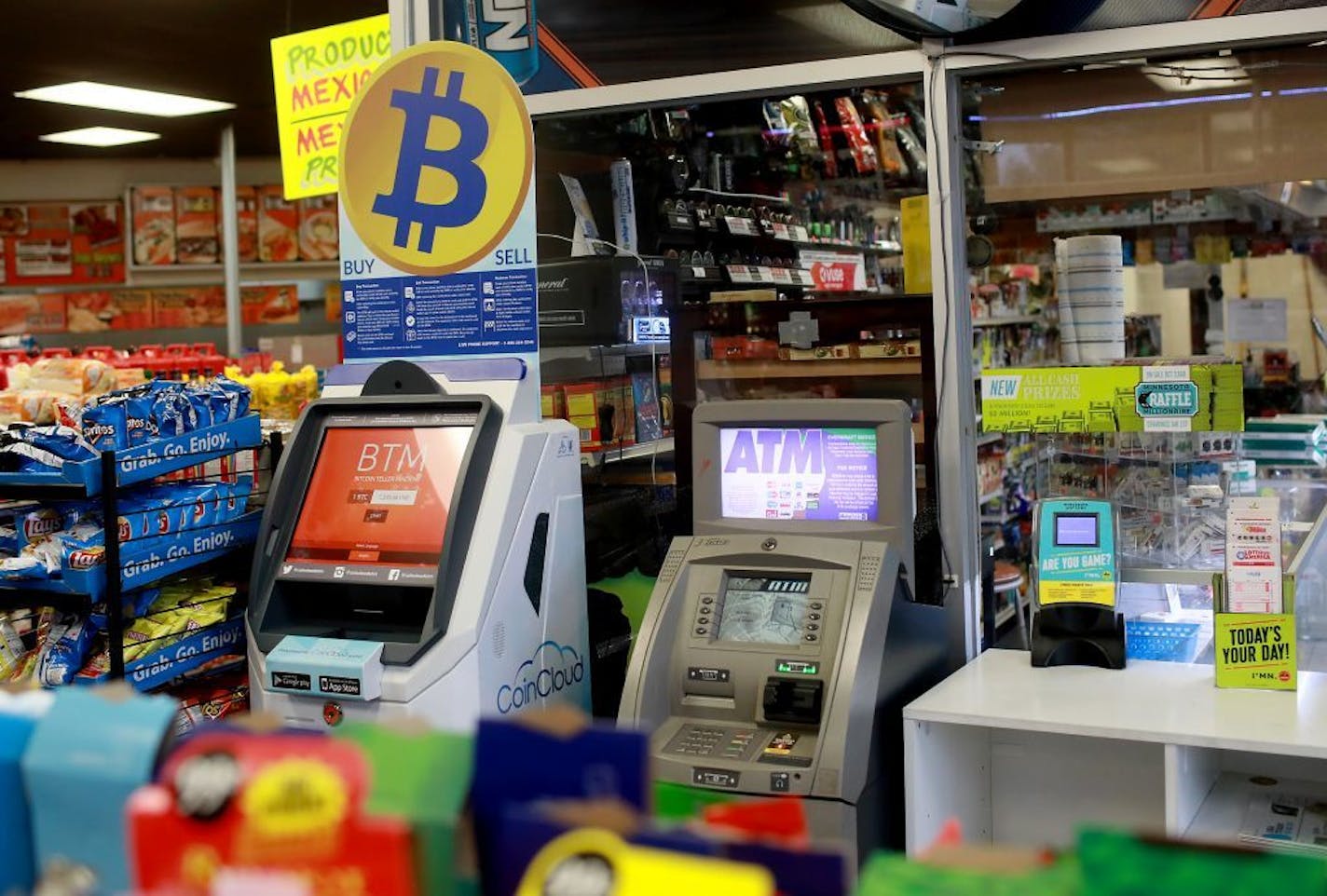 A Bitcoin ATM is available at a Stop N Shop on E. Lake Street Tuesday, Oct. 9, 2018, in Minneapolis, MN.