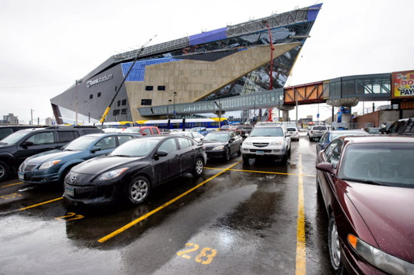 A surface parking lot near U.S. Bank Stadium is located at 3rd St. and Chicago Av., named after the city that's home to the Bears.