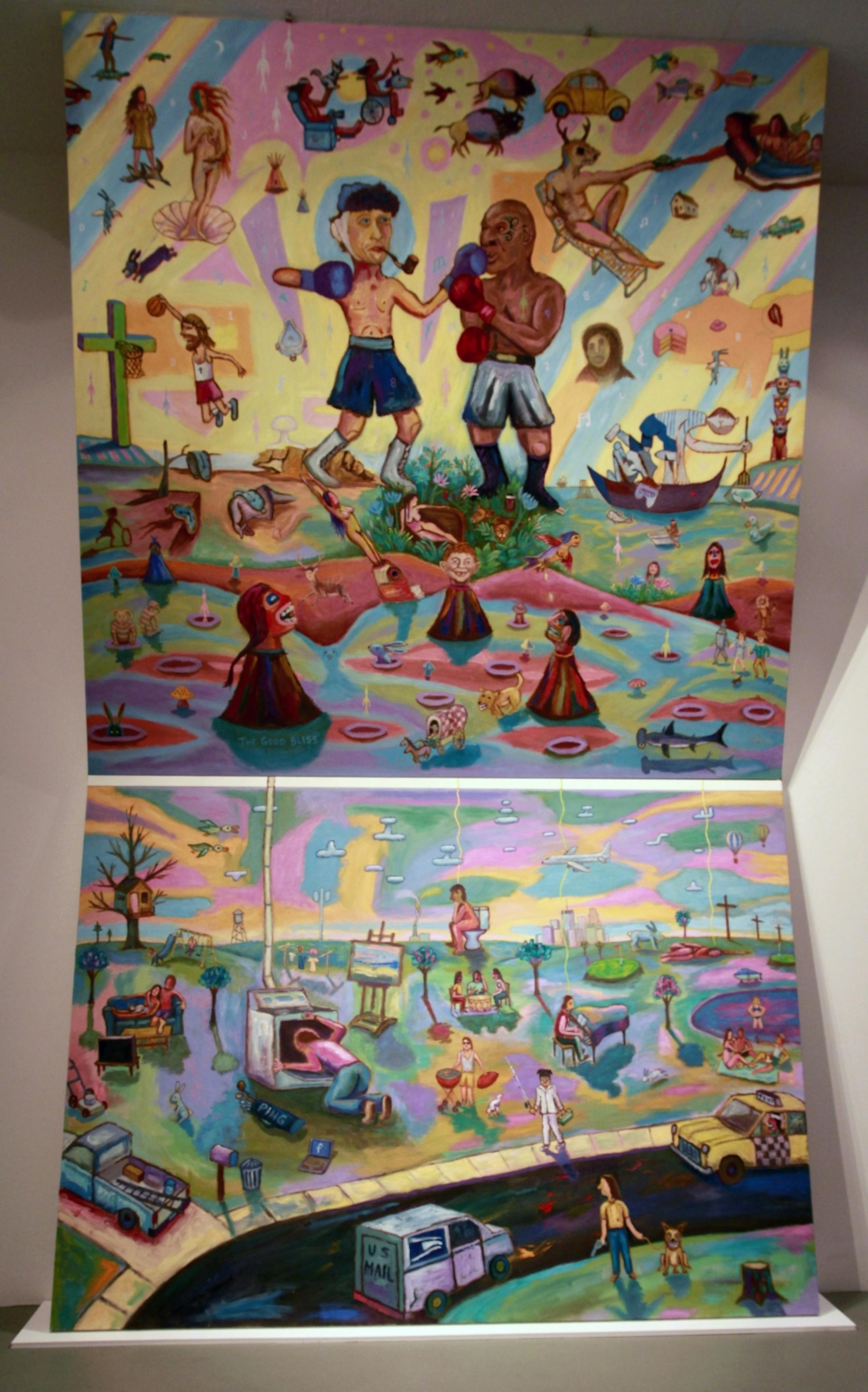 COPY OF ORIGINAL ARTWORK - by artist Jim Denomie, - " The Creative Oven" 12 x 7 ft oil on cancvas- on display at the Bockley Gallery
