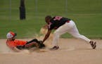 Twin Cities Steel second baseman Matt Hawkins tagged out a Dallas TMC Octane baserunner during the 2017 North Star Classic.