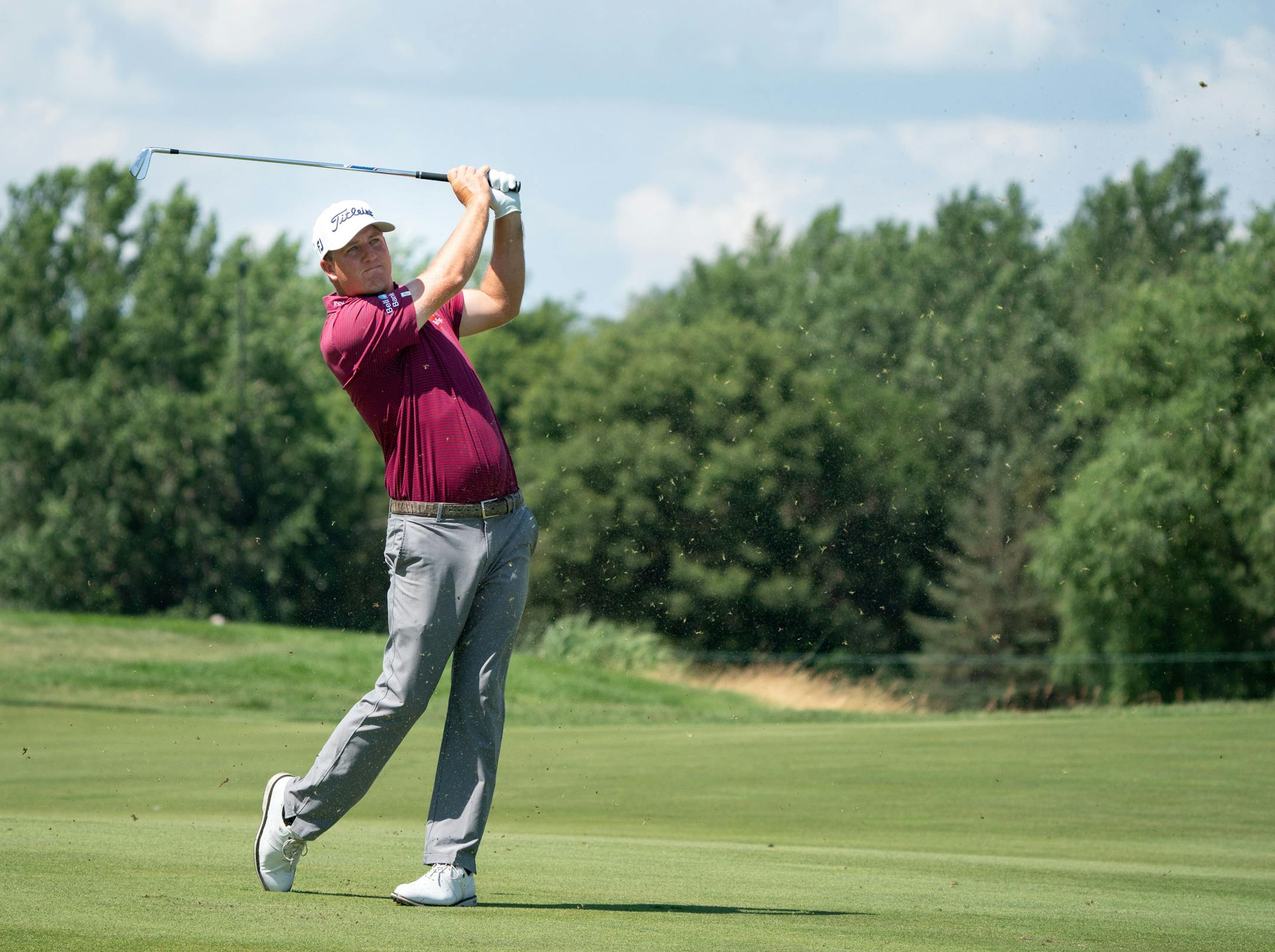 Tom Hoge takes a shot on the ninth hole during the 3M Open.