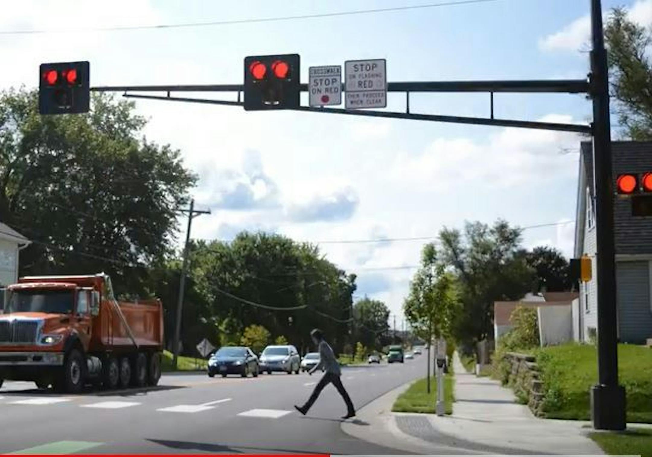The HAWK crosswalk system on White Bear Avenue in St. Paul was used by a pedestrian.