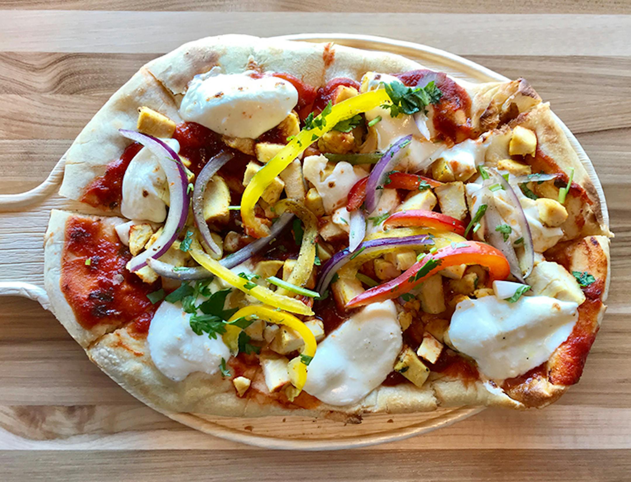 Chicken pizza at Pizza Karma in Eden Prairie.