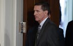 FILE - In this Feb. 13, 2017 file photo, Mike Flynn arrives for a news conference in the East Room of the White House in Washington. The former nation