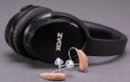 ZVOX AV50 headphones and VoiceBud VB20 hearing aids.