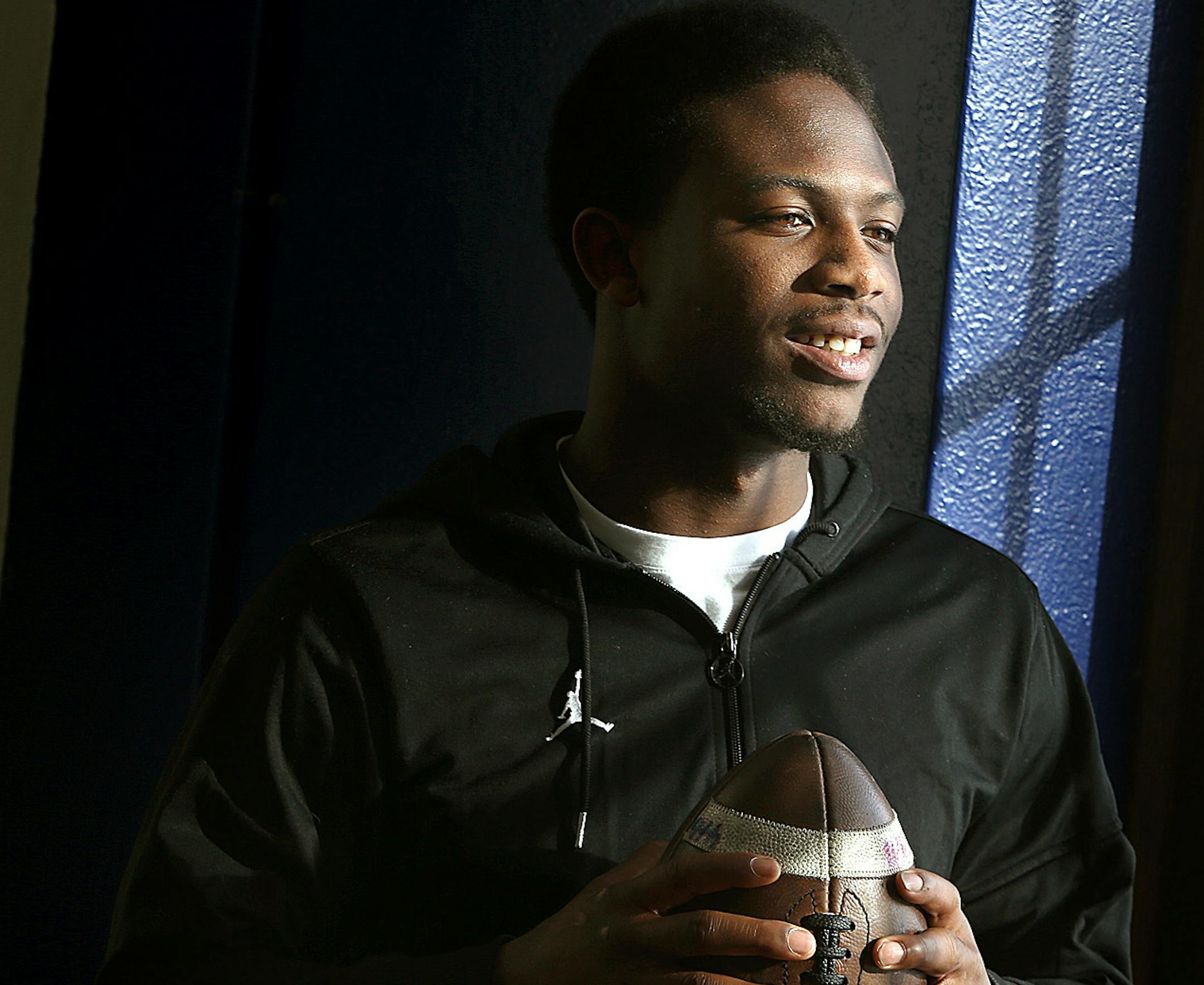 Washburn high school senior Jeff Jones said he is still undecided where he will be playing football in the Fall, Tuesday, January 21, 2014 in Minneapolis, MN. (ELIZABETH FLORES/STAR TRIBUNE) ELIZABETH FLORES • eflores@startribune.com