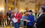 Carpenters union member Mandy Reese of Zumbrota called on senators to pass the infrastructure bill Thursday, saying it would create construction indus