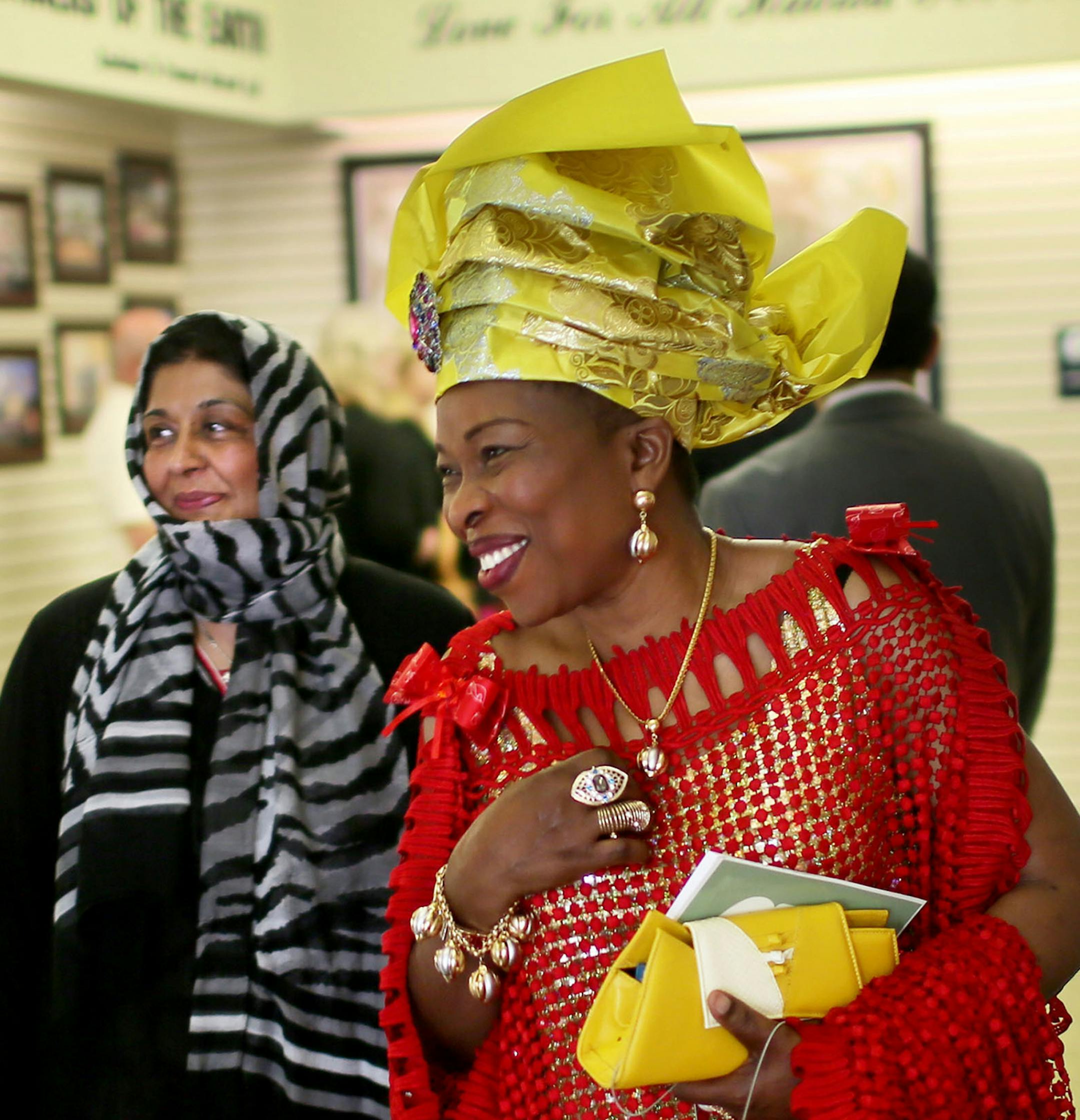 Florence Karp of Champlain, originally from Nigeria, right, was given a tour by member Jamile Khan of New Brighton during the inauguration Saturday, May 23, 2015, of Nusrat Mosque in Coon Rapids, the first and only mosque in Minnesota for the Ahmadiyya Muslim Community.](DAVID JOLES/STARTRIBUNE)djoles@startribune.com Community members are invited to attend the inauguration of Nusrat Mosque in Coon Rapids, the first and only mosque in Minnesota for the Ahmadiyya Muslim Community. USRep. Keith Ell