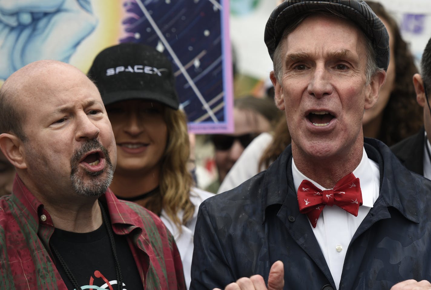 Bill Nye "The Science Guy" participates in the March for Science in Washington, Saturday, April 22, 2017. Scientists, students and research advocates rallied from the Brandenburg Gate to the Washington Monument on Earth Day, conveying a global message of scientific freedom without political interference and spending necessary to make future breakthroughs possible. (AP Photo/Sait Serkan Gurbuz)