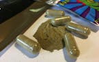 Kratom capsules are displayed in Albany, N.Y. in this Sept. 27, 2017 photo.