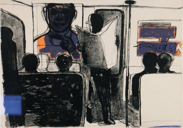 Staffan Hallstrom, T-bana Milijo (In the Subway), 1971, Lithograph. 26" x 35". Augustana Teaching Museum of Art, Sam and Ann Charters Collection, 2013