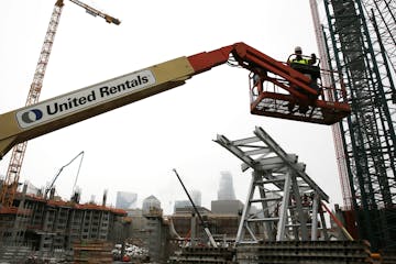 Construction continued at the Vikings stadium, being built by M.A. Mortenson, in December.