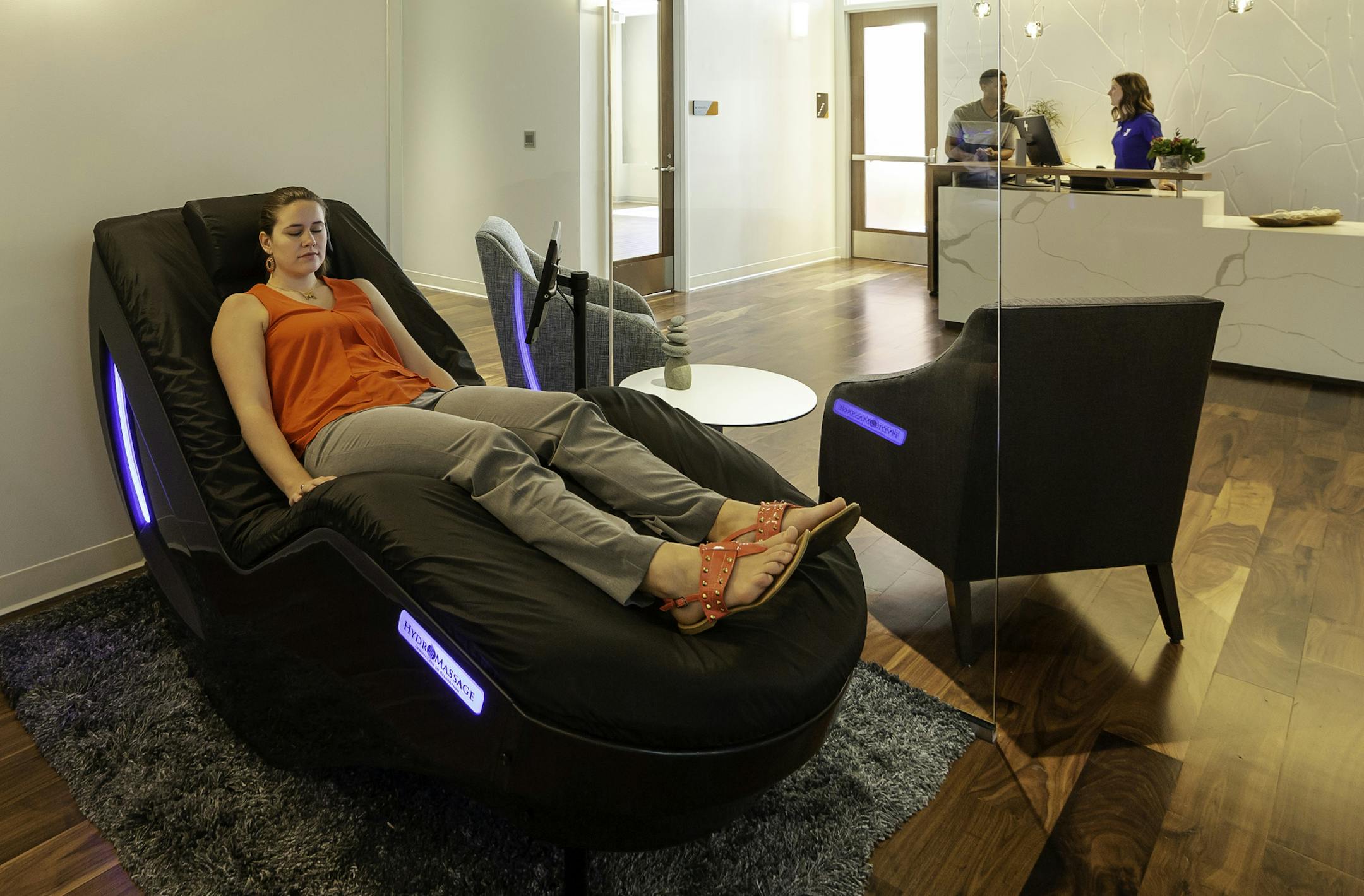 Hydromassage uses pressurized water, like Jacuzzi jets, to give you a full-body massage — without the massage therapist.Provided