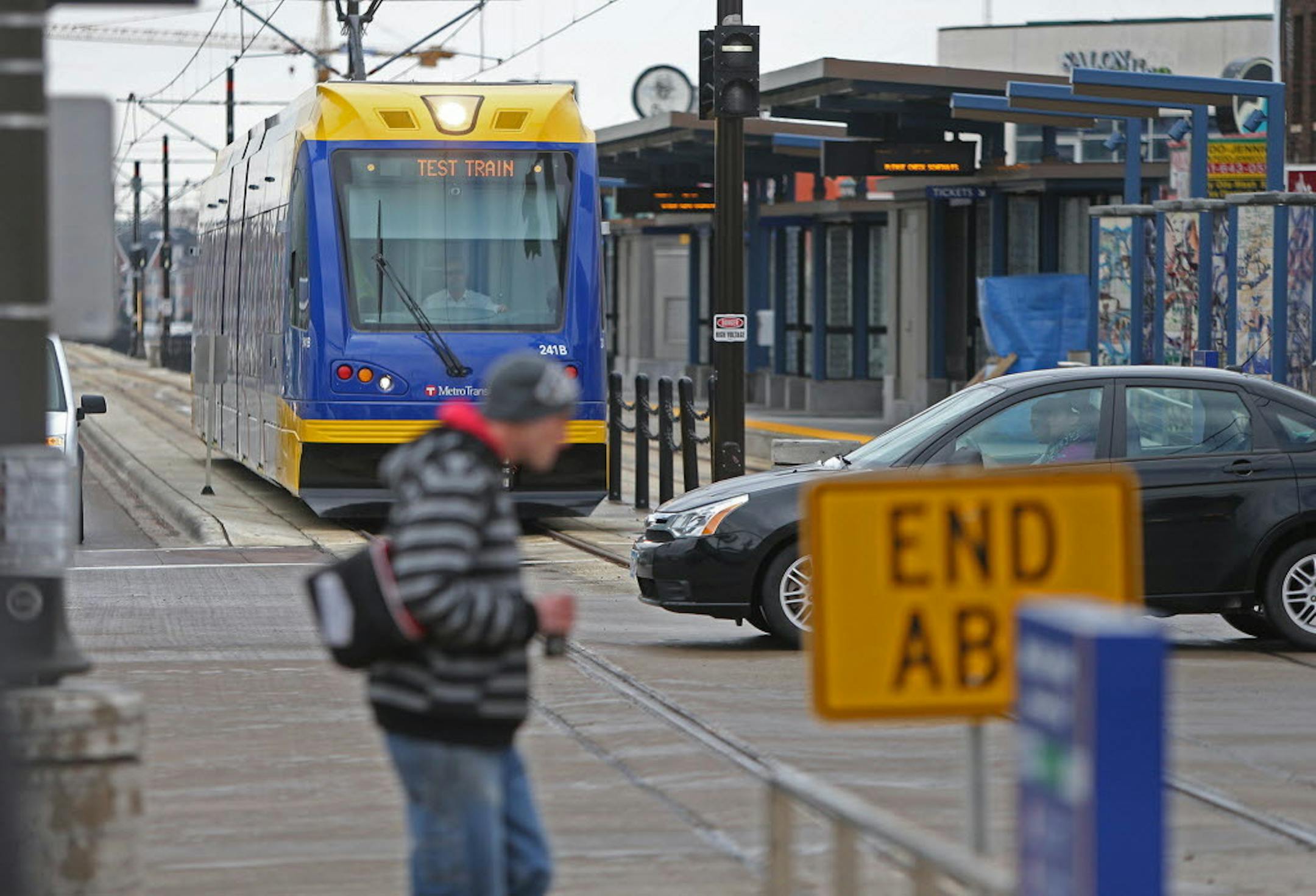 Metro Transit Police and St. Paul Police met to watch a test drive of the Green Line, which will open this summer.