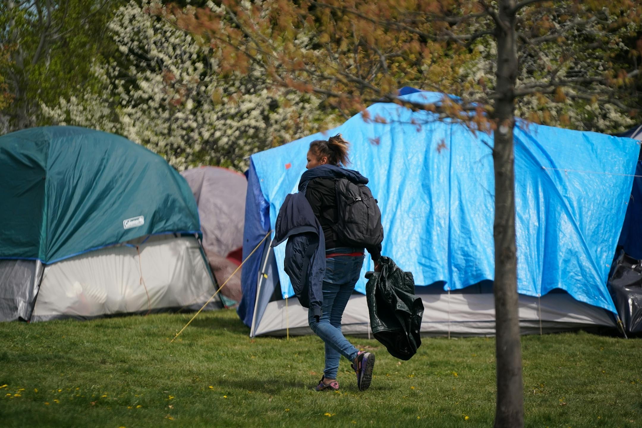 Angela Brown, 24, moved to the camp two weeks ago. She said the camp is safer than shelters.