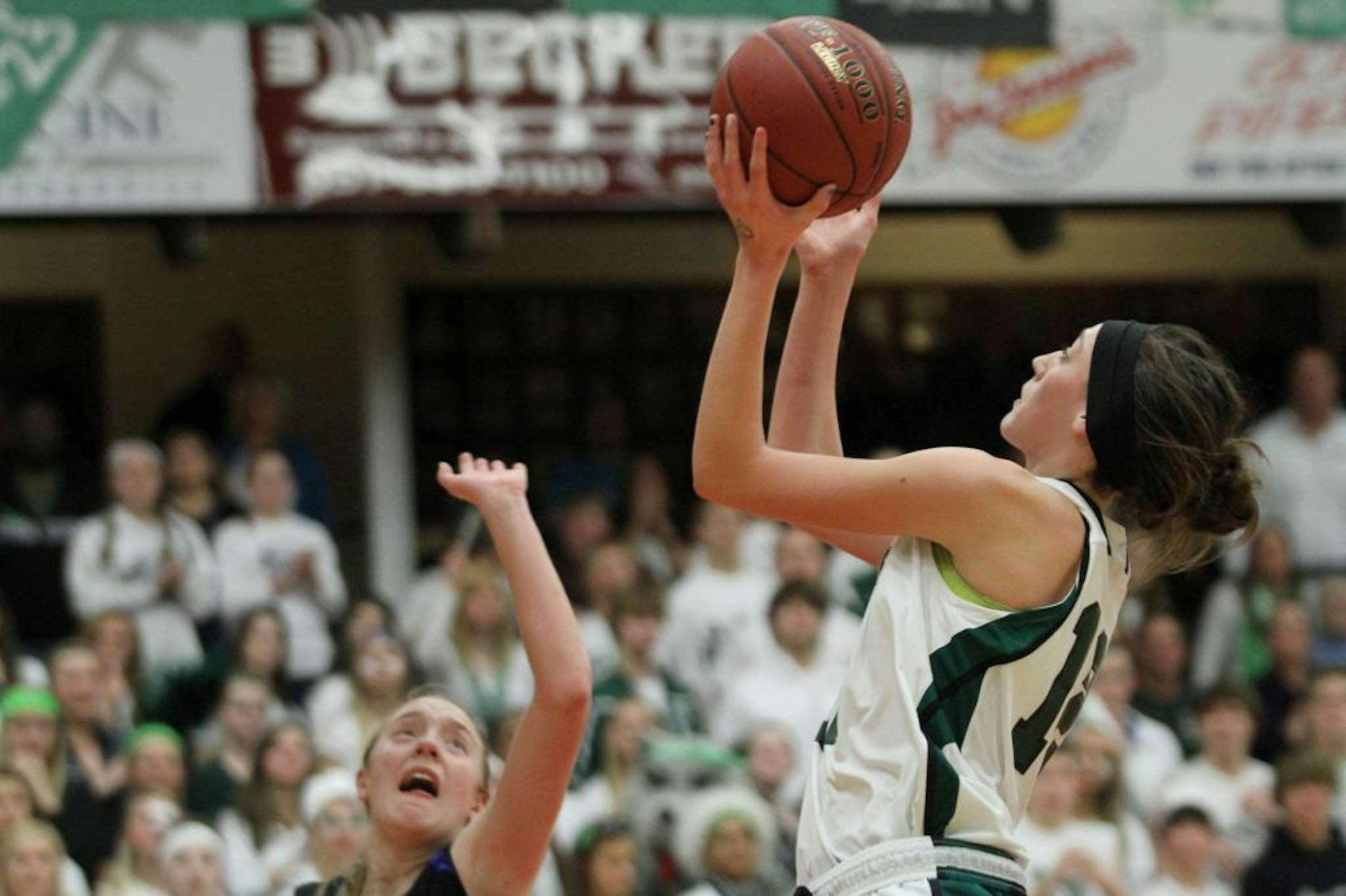 Park guard Larissa Lurken, shown lining up a shot in last season's section final, averaged 17.3 points a game last season. "She's helped guide us through this whole four years of progressively getting better and better,'' coach Stephanie Tolkinen said. Star Tribune file photo