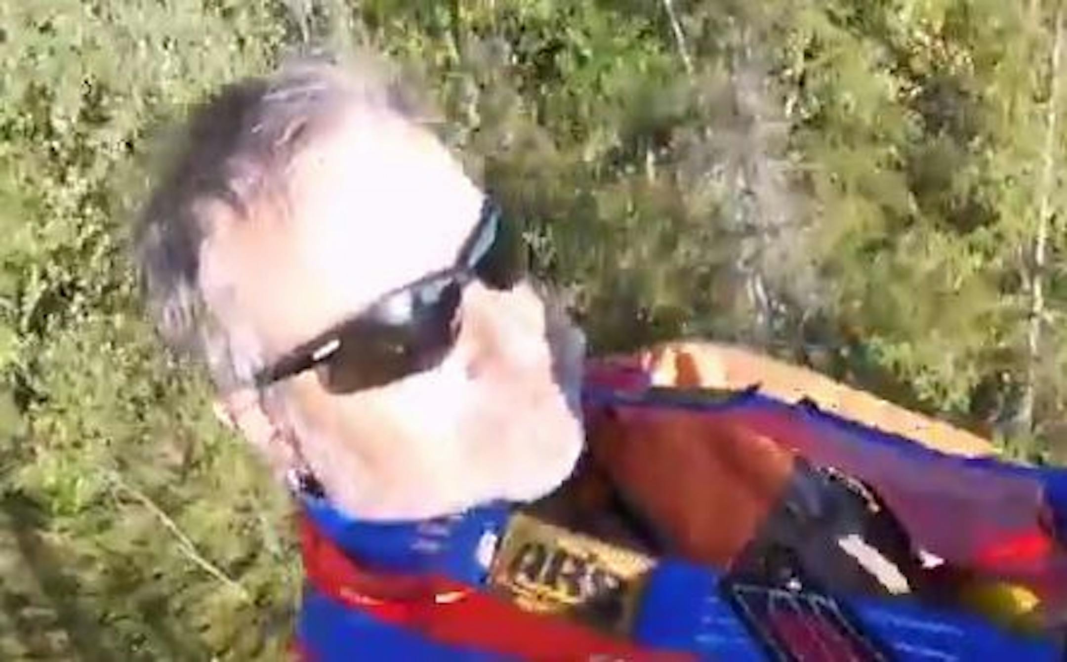 In a photo taken from video, Robert Kniefel, 61, of Lakeville, was rescued via a State Patrol helicopter early Thursday after spending nearly three days in a boggy section of the Nemadji Forest north of the Twin Cities.