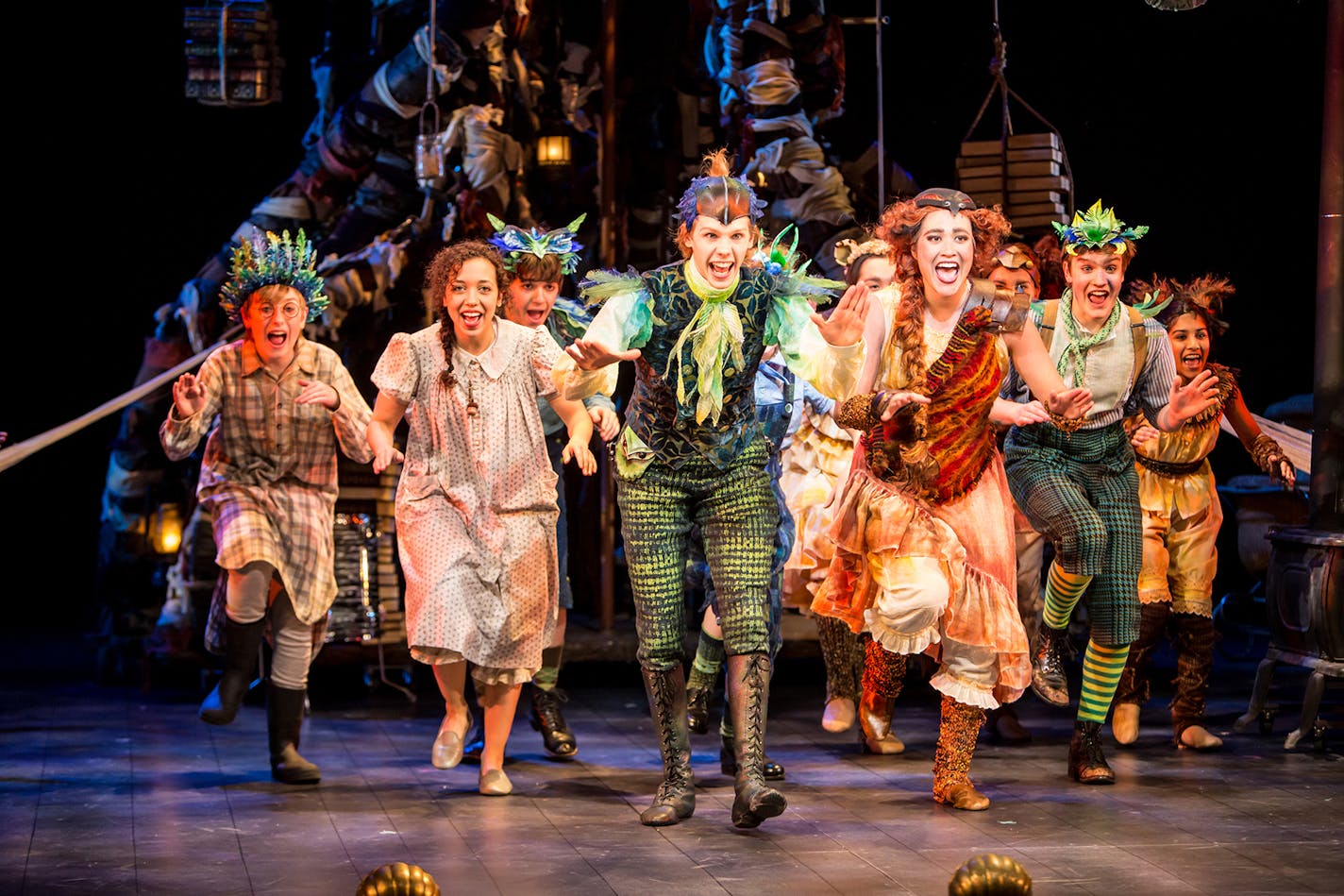 Christian Tesch, Alanna Saunders, Tyler Michaels, Meghan Kreider and Ethan Davenport in "Peter Pan."