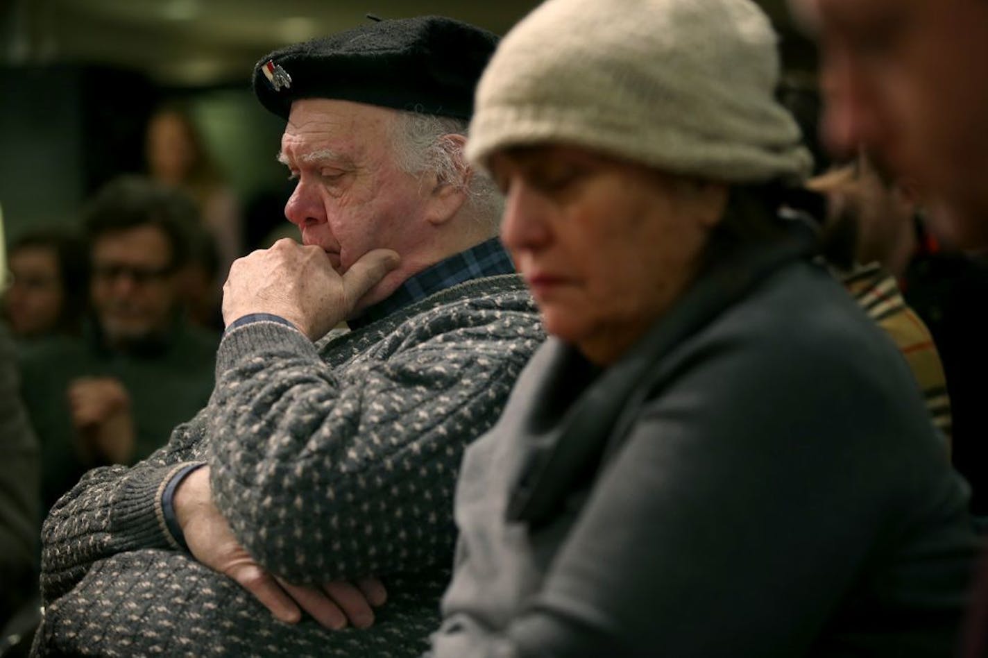 Herb Grika, a member of Alliance Francaise, spent a moment in silence in solidarity for the journalist that were killed by terrorists during a gathering at the the Twin Cities chapter of Alliance Francaise, Thursday, January 8, 2015 in Minneapolis, MN.