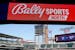 Signage for Bally Sports North is viewed before a baseball game between the Minnesota Twins and Houston Astros in 2023.