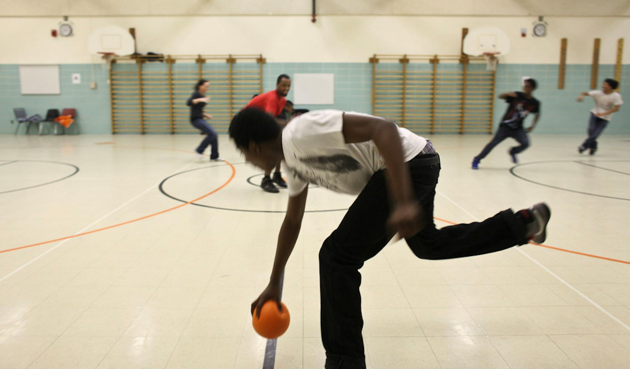 A game of dodge ball in Brooklyn Park.