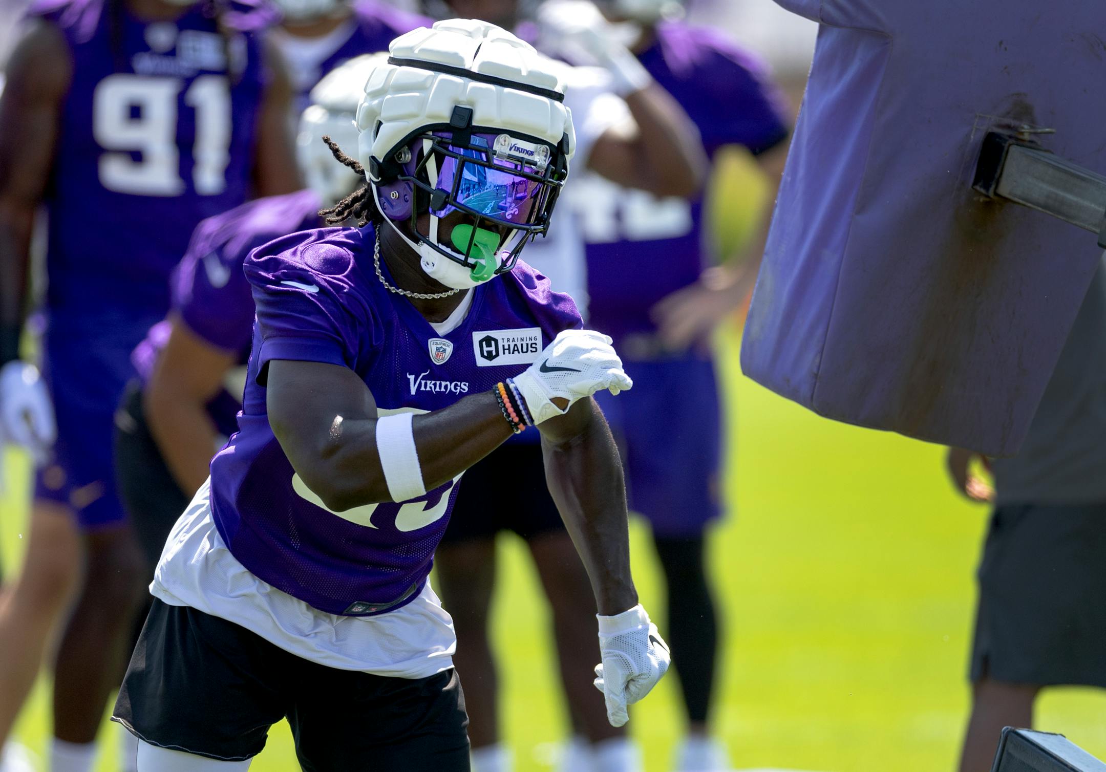 Brian Asamoah II (33) of the Minnesota Vikings during practice.