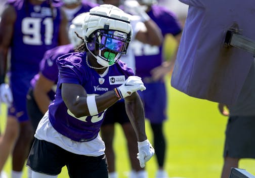 Brian Asamoah II (33) of the Minnesota Vikings during practice.