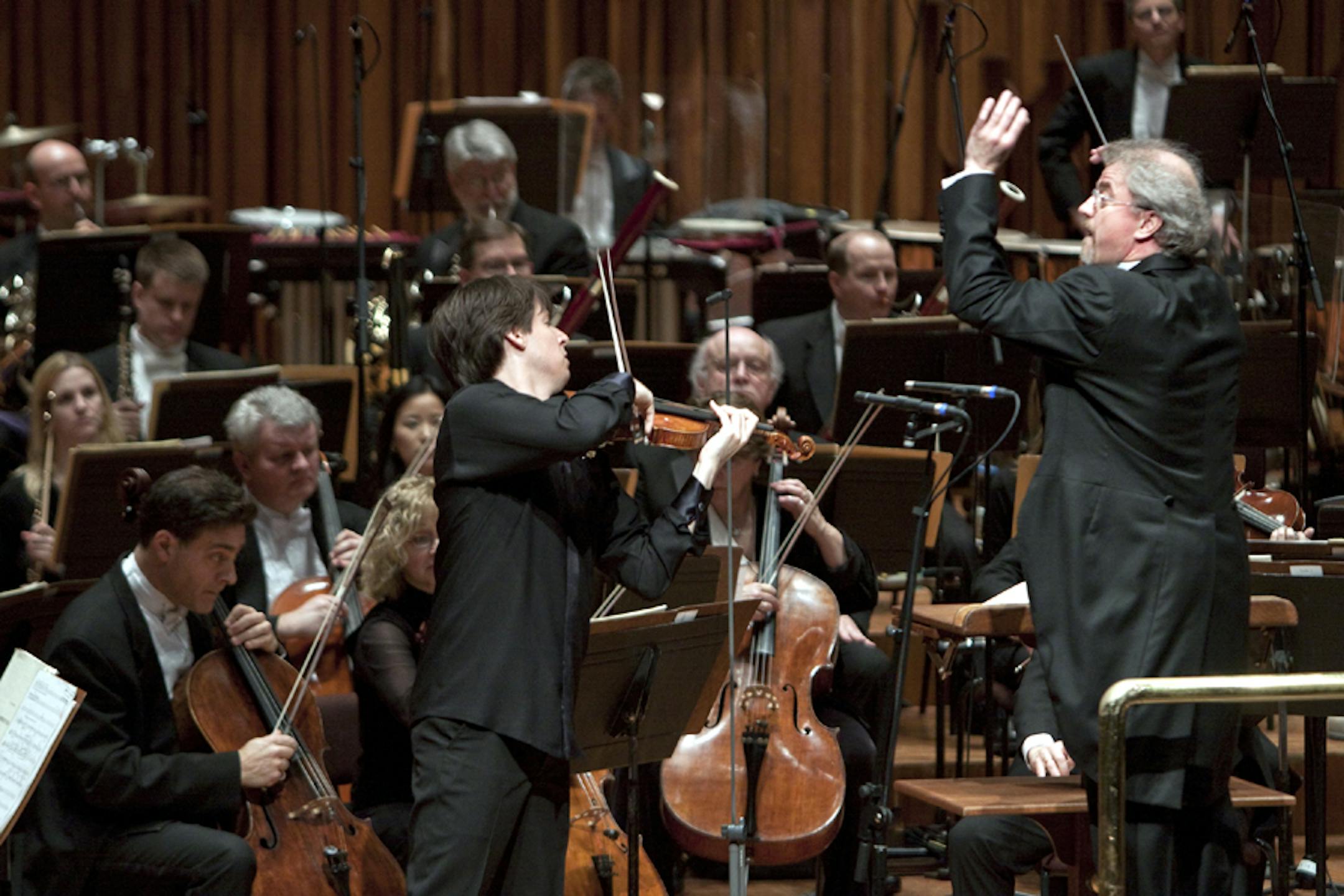 Guest violinist Joshua Bell performed Tuesday night at London's Barbican Centre on the opening night of the Minnesota Orchestra's tour. Osmo Vanska conducted.