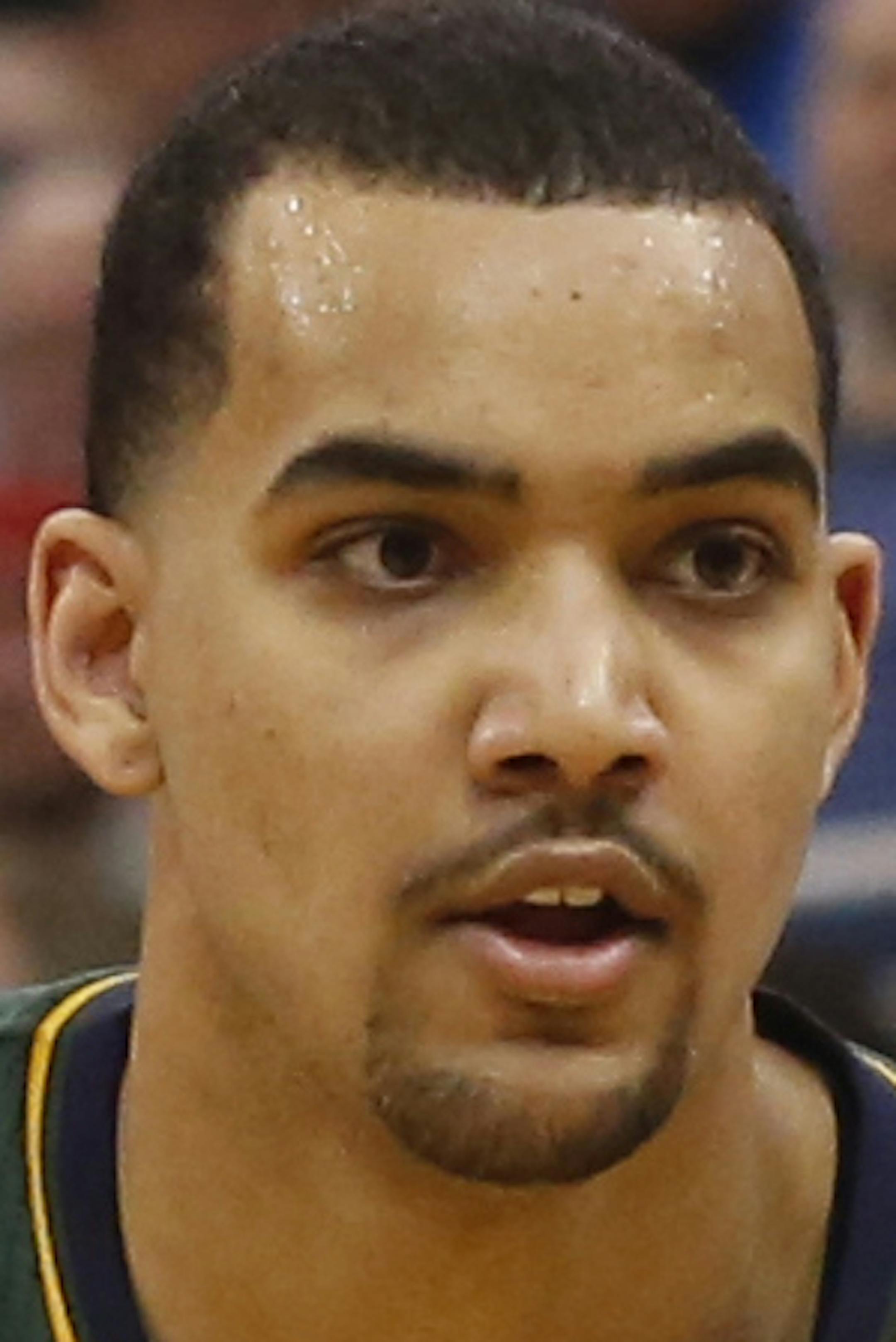 Utah Jazz's Trey Lyles (41) looks to pass during the second half of an NBA basketball game against the Phoenix Suns Thursday, March 17, 2016, in Salt Lake City. The Jazz won 103-69. (AP Photo/Kim Raff) ORG XMIT: OTKKR104