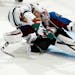 Wild left winger Jason Zucker had this shot blocked by Avalanche goalie Semyon Varlamov, but the Wild beat him four times in the third period to beat 