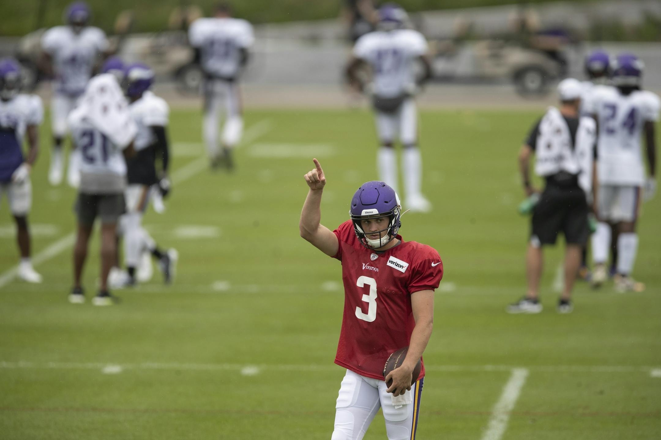 Minnesota Vikings quarterback Jake Browning during practice at TCO Performance Center on Sunday July, 28 2019 in Eagan, MN.