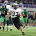 Running back Nick McCabe of Caledonia scored on a 25 yard touchdown run during semi final Class 2A football between Caledonia and Paynesville at U.S. 