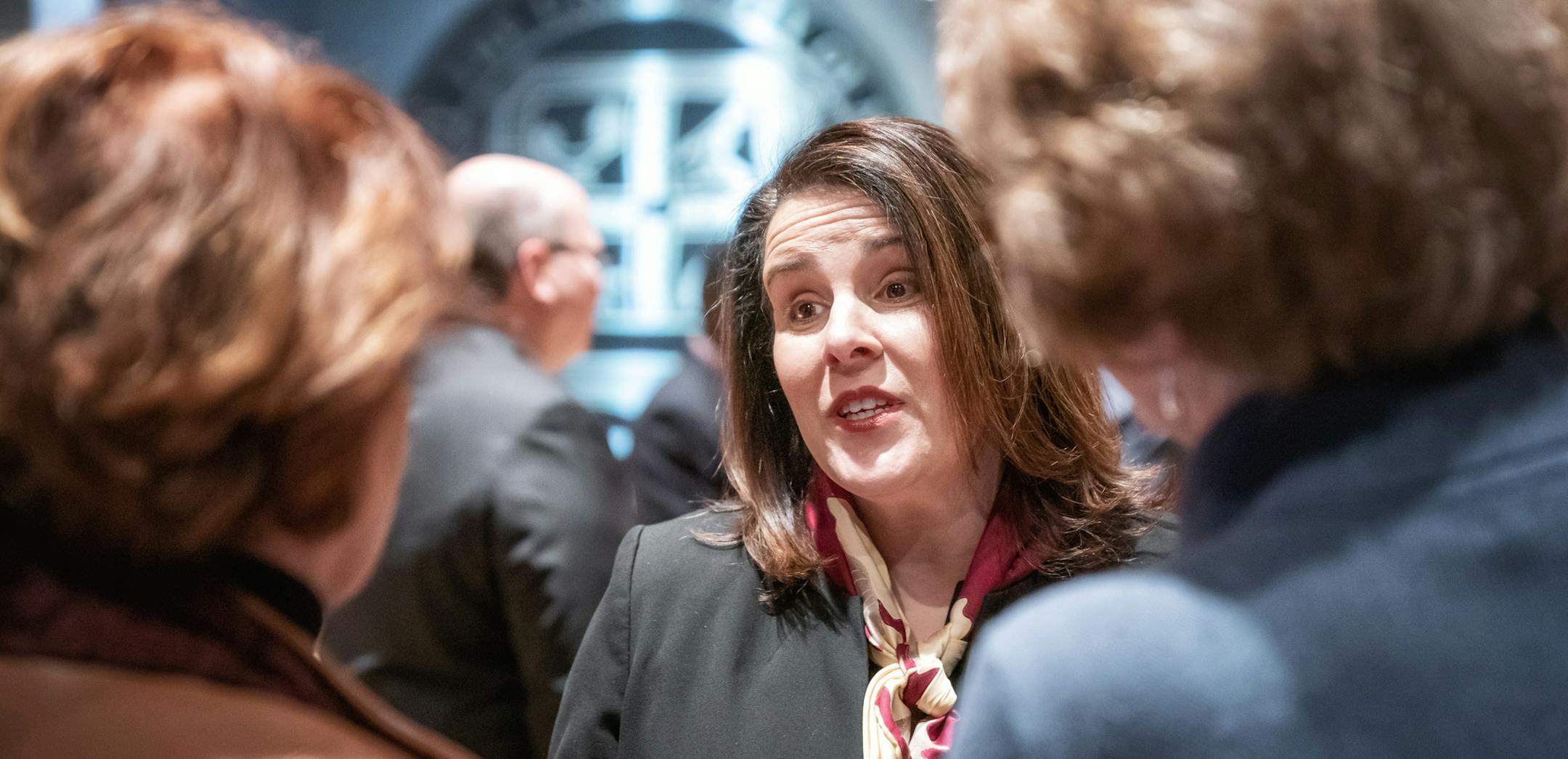Joan Gabel mingled in the room just before the Board of Regents voted unanimously to hire her as the university's first female president. ] GLEN STUBBE ï glen.stubbe@startribune.com Tuesday, December 18, 2018 The University of Minnesota regents are set to back Joan Gabel as the next president of the U and approve her first contract. Negotiations over her contract are complicated by competing pressures not to shortchange the U's first female president - and not to let top administrator pay m
