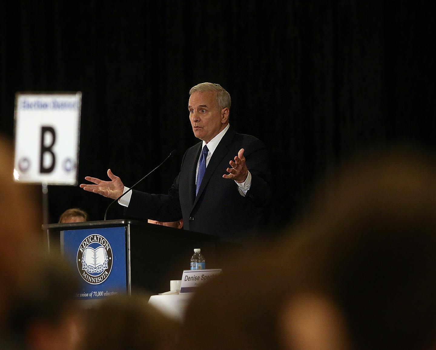 Gov. Mark Dayton addressed members of Education Minnesota at their annual convention in downtown Minneapolis. ] JIM GEHRZ &#xef; james.gehrz@startribune.com / Minneapolis, MN / April 18, 2015 / 2:30 PM &#xf1; BACKGROUND INFORMATION: Education Minnesota is a potent political force at the Capitol. The union counts on 70,000 dues-paying educators that help finance its political activity in the state, including efforts to spend more on education, particularly by expanding access to early childhood e