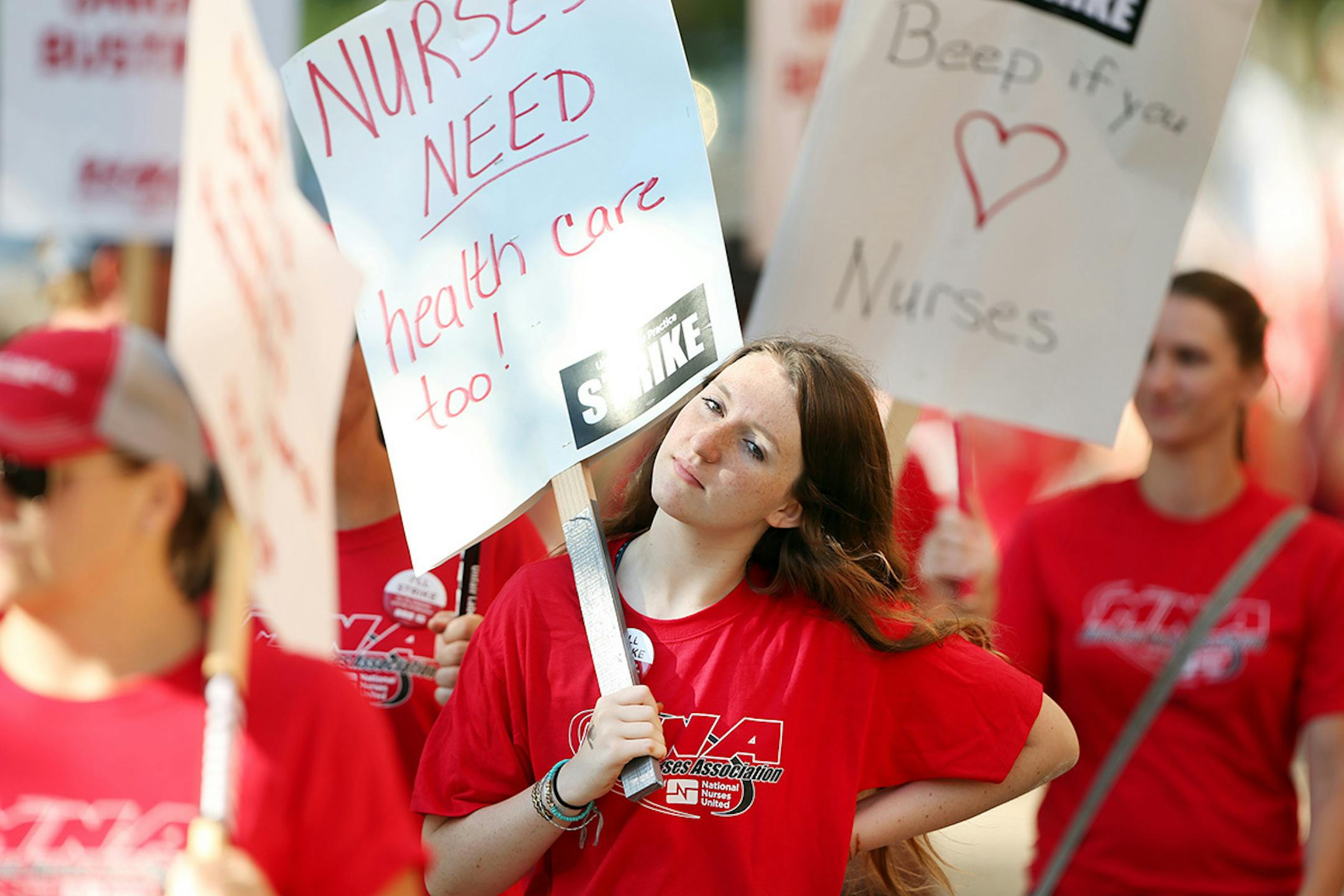 Thousands of nurses walked around Abbott Northwestern on the first day of the strike Sunday June 19, 2016 in Minneapolis, MN.