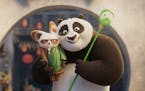 Shifu (voiced by Dustin Hoffman), left, and Po (voiced by Jack Black) in "Kung Fu Panda 4."