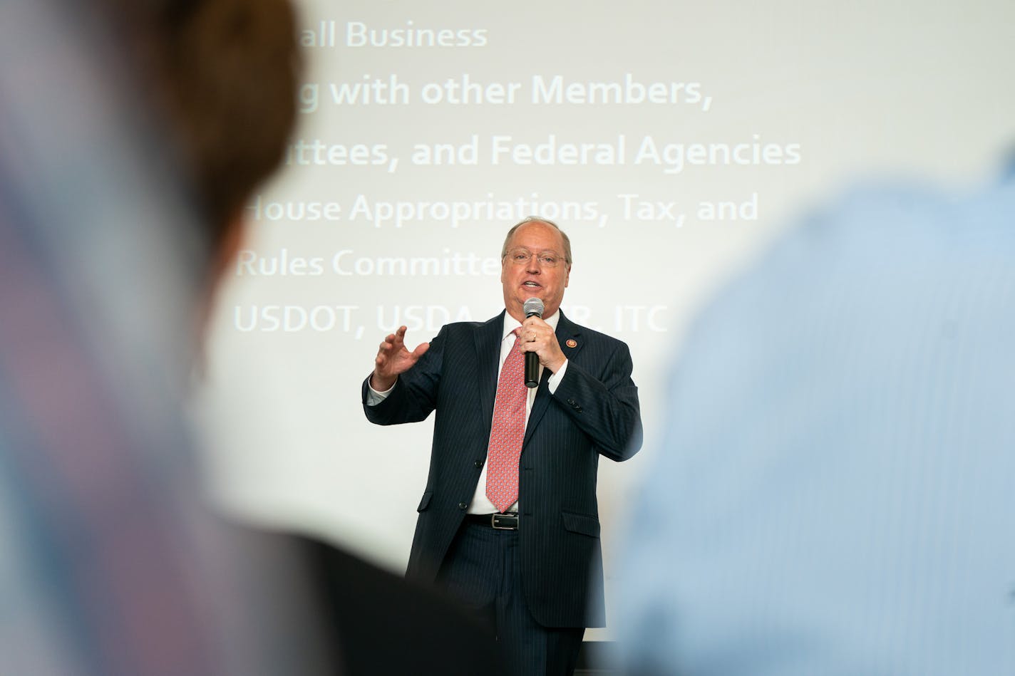 U.S. Rep. Jim Hagedorn at a recent town hall meeting at Owatonna Middle School. Six months into a two-year term, Hagedorn has shown no inclination to mute his conservative views or downplay his allegiance to President Donald Trump.