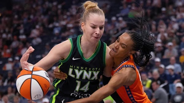Dorka Juhász was guarded by DeWanna Bonner when the Lynx and Sun played earlier this season at Target Center.
