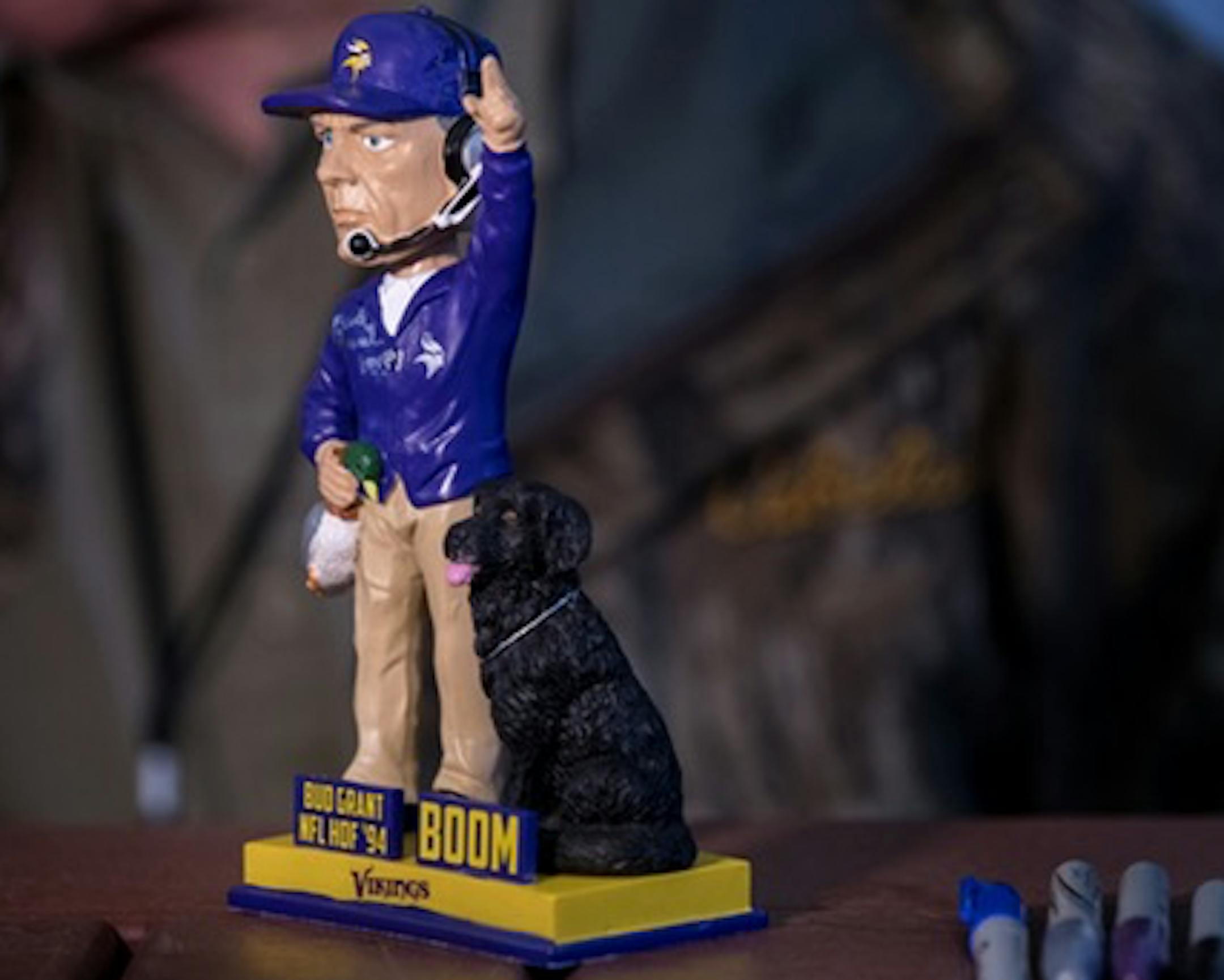 The Bud Grant bobblehead: The makers took some liberties.