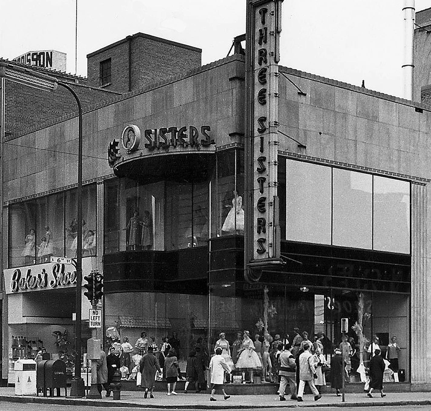 Star Tribune file photo
Nicollet Avenue between 6th and 7th Streets, a bustling retail scene in 1960.Three Sisters was a chain of women&#xed;s apparel stores, which seems to have left no history. Google it, and you&#xed;ll get pictures of old storefronts, or obituaries of ladies who worked there.