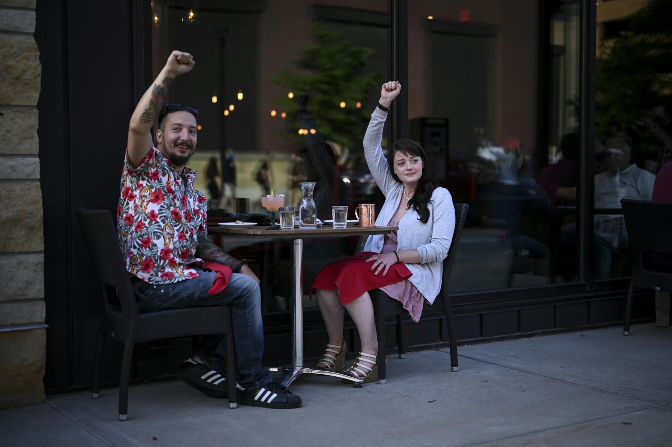 Patrons of Red Cow raised their first in solidarity with protesters Saturday during the 10k March for a Free North.