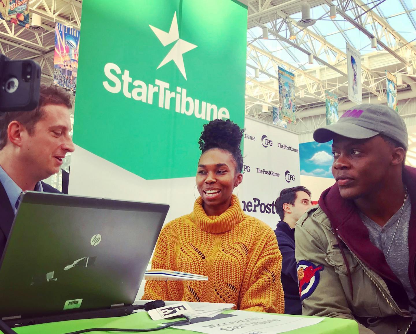 Vikings quarterback Teddy Bridgewater stopped by the Star Tribune&#xed;s table on Super Bowl Radio Row at Mall of America with his girlfriend, Erika Cardona, on Thursday to chat about &#xec;Little Bear Teddy" &#xf3; a children&#xed;s book written by Cardona that is inspired by Bridgewater&#xed;s rise to the NFL. Star Tribune photo by Chris Carr