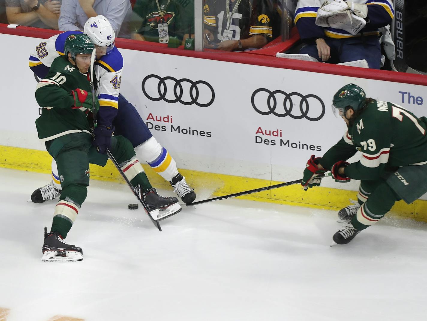 Wild right wing Matt Read, who went body to body with Blues center Ivan Barbashev in a preseason game Sept. 19, has cleared waivers but could wind up in the AHL.