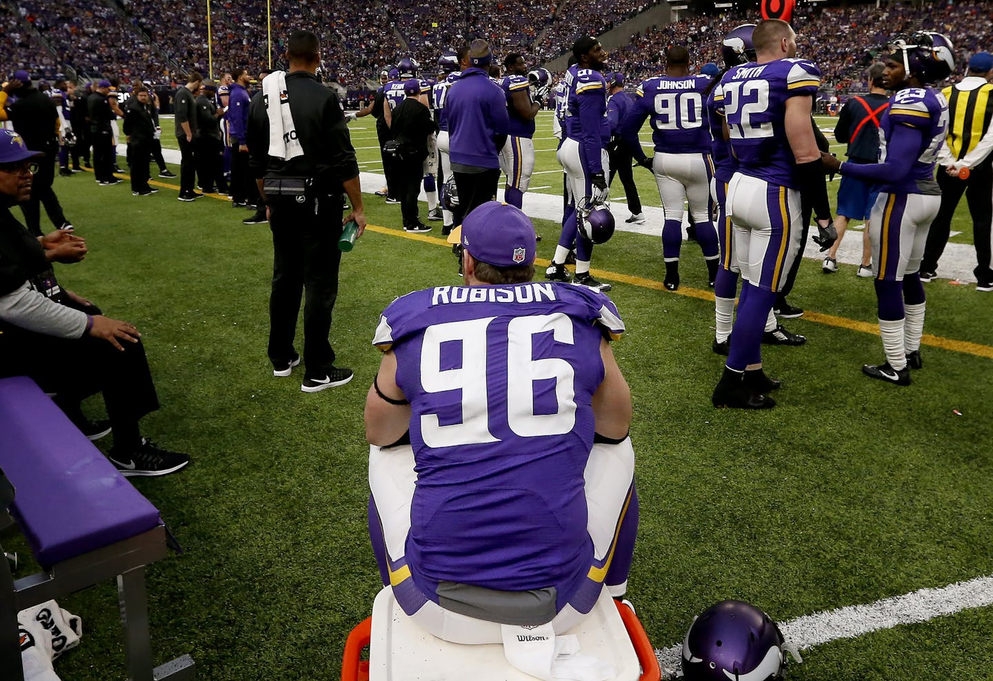 Minnesota Vikings Brian Robison (96). ] CARLOS GONZALEZ cgonzalez@startribune.com - January 1, 2017, Minneapolis, MN, US Bank Stadium, NFL, Minnesota Vikings vs. Chicago Bears